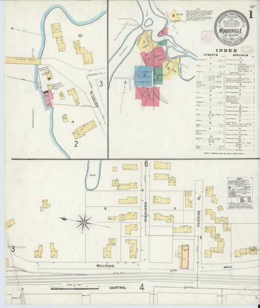 Sanborn Fire Insurance Map from Woodsville, Grafton County, New Hampshire (1905), Sheet #0001 - Historic Sanborn Fire Insurance Map Print, vintage old map wall art, antique decor, genealogy gift, New Hampshire New Hampshire map