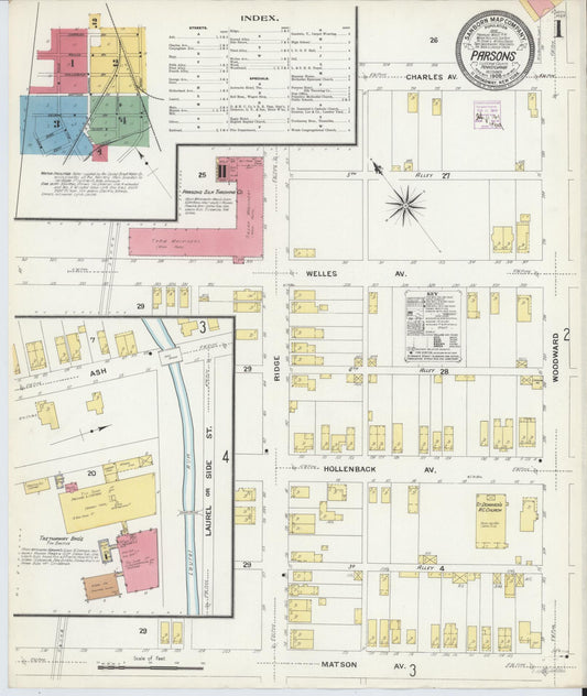 Sanborn Fire Insurance Map from Parsons, Luzerne County, Pennsylvania (1908), Sheet #0001 - Historic Sanborn Fire Insurance Map Print, vintage old map wall art, antique decor, genealogy gift, Pennsylvania Pennsylvania map