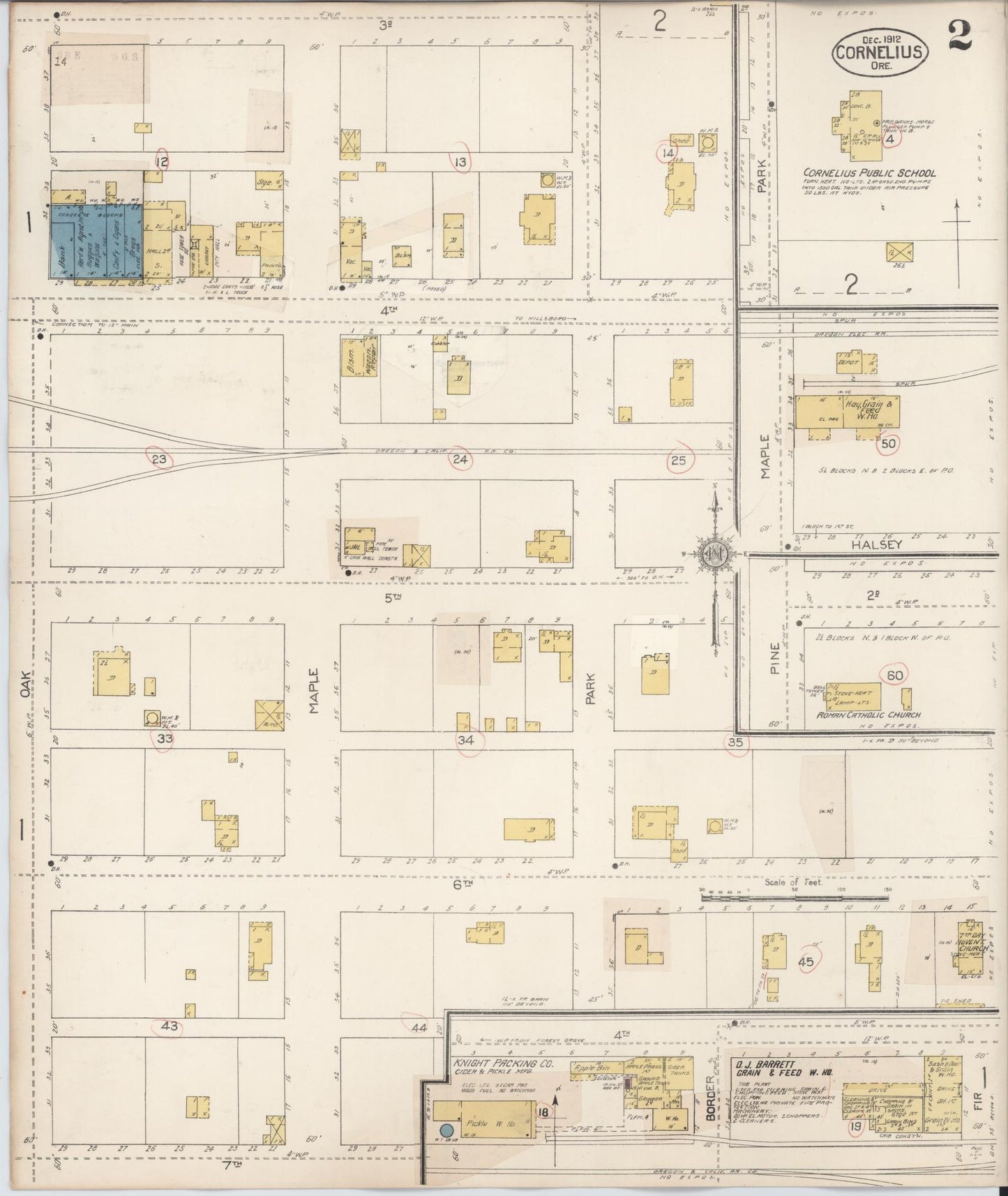 Sanborn Fire Insurance Map from Cornelius, Washington County, Oregon (1928), Sheet #0002 - Historic Sanborn Fire Insurance Map Print, vintage old map wall art, antique decor, genealogy gift, Oregon Oregon map
