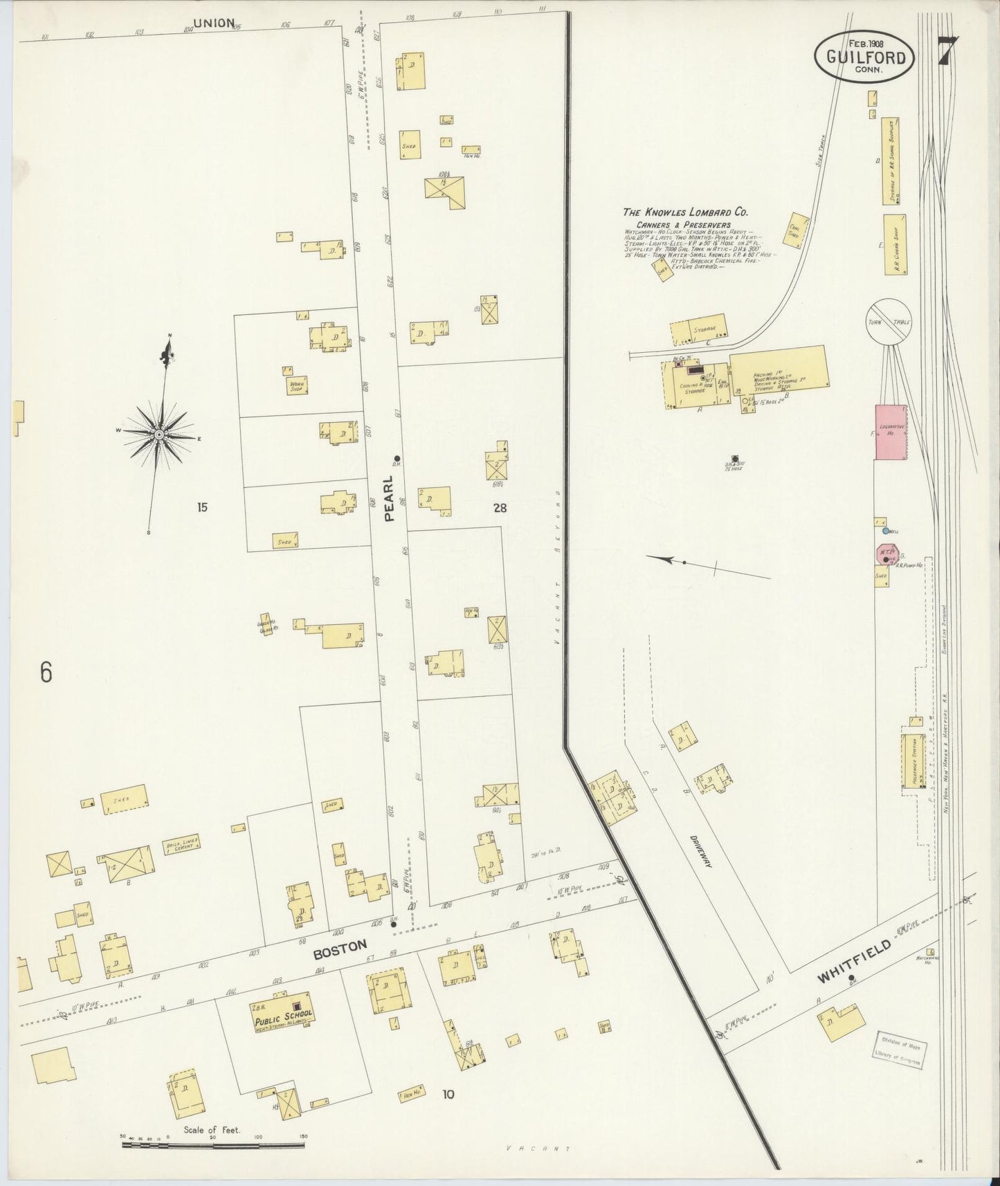 Sanborn Fire Insurance Map from Guilford, New Haven County, Connecticut (1908), Sheet #0007 - Complete Map Set gallery image, historic Sanborn map, vintage wall art, Connecticut Connecticut