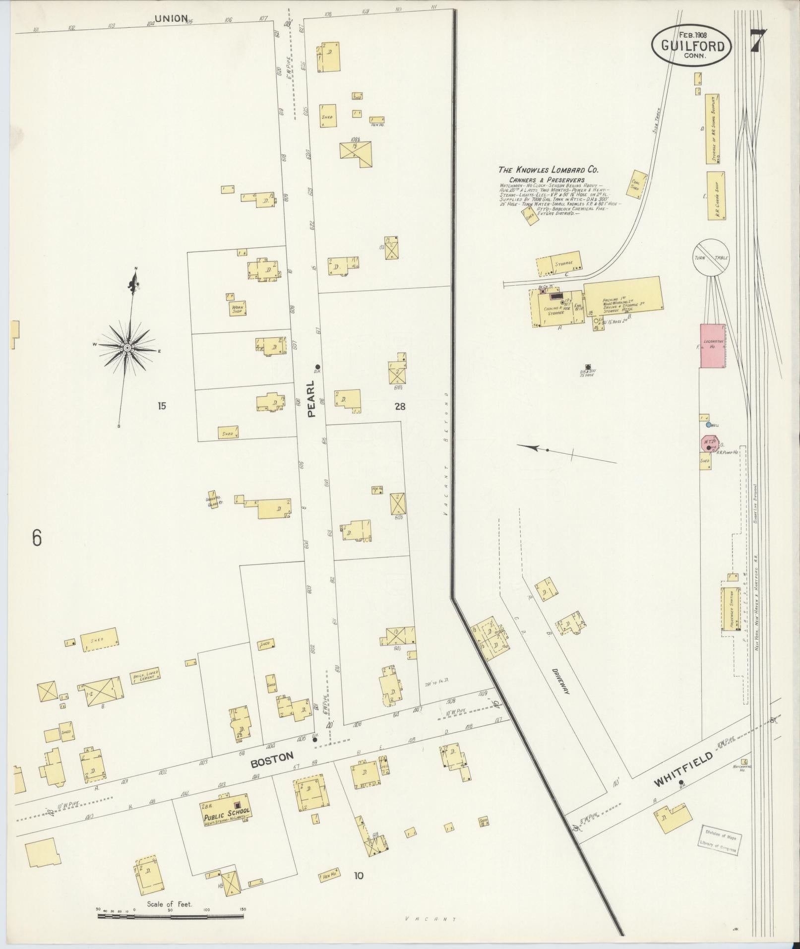 Sanborn Fire Insurance Map from Guilford, New Haven County, Connecticut (1908), Sheet #0007 - Complete Map Set gallery image, historic Sanborn map, vintage wall art, Connecticut Connecticut