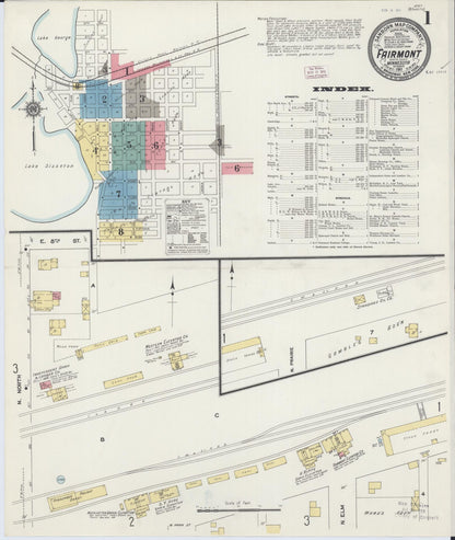 Sanborn Fire Insurance Map from Fairmont, Martin County, Minnesota (1911), Sheet #0001 - Complete Map Set gallery image, historic Sanborn map, vintage wall art, Minnesota Minnesota