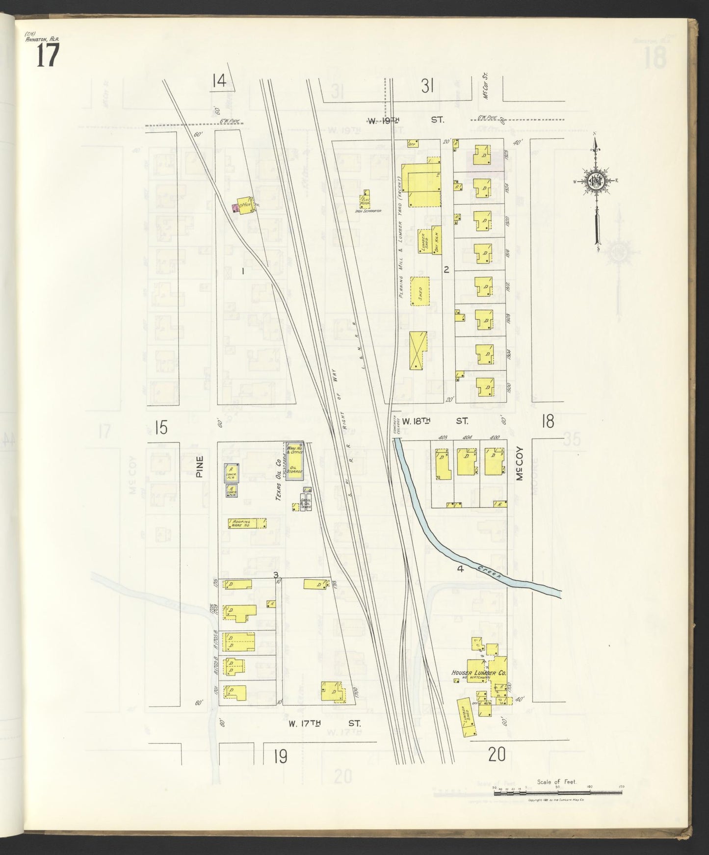 Sanborn Fire Insurance Map from Anniston, Calhoun County, Alabama (1925), Sheet #0017 - Complete Map Set gallery image, historic Sanborn map, vintage wall art, Alabama Alabama