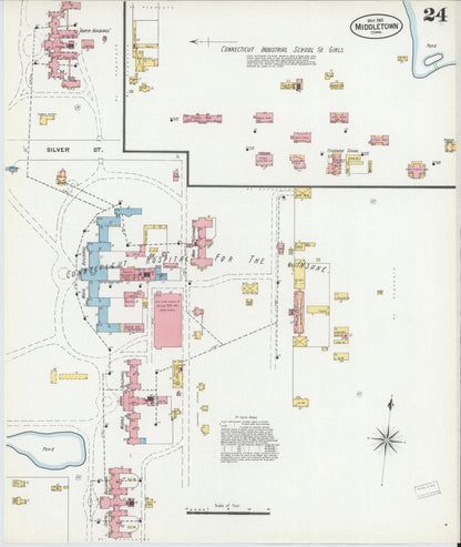 Sanborn Fire Insurance Map from Middletown, Middlesex County, Connecticut (1901), Sheet #0024 - Complete Map Set gallery image, historic Sanborn map, vintage wall art, Connecticut Connecticut