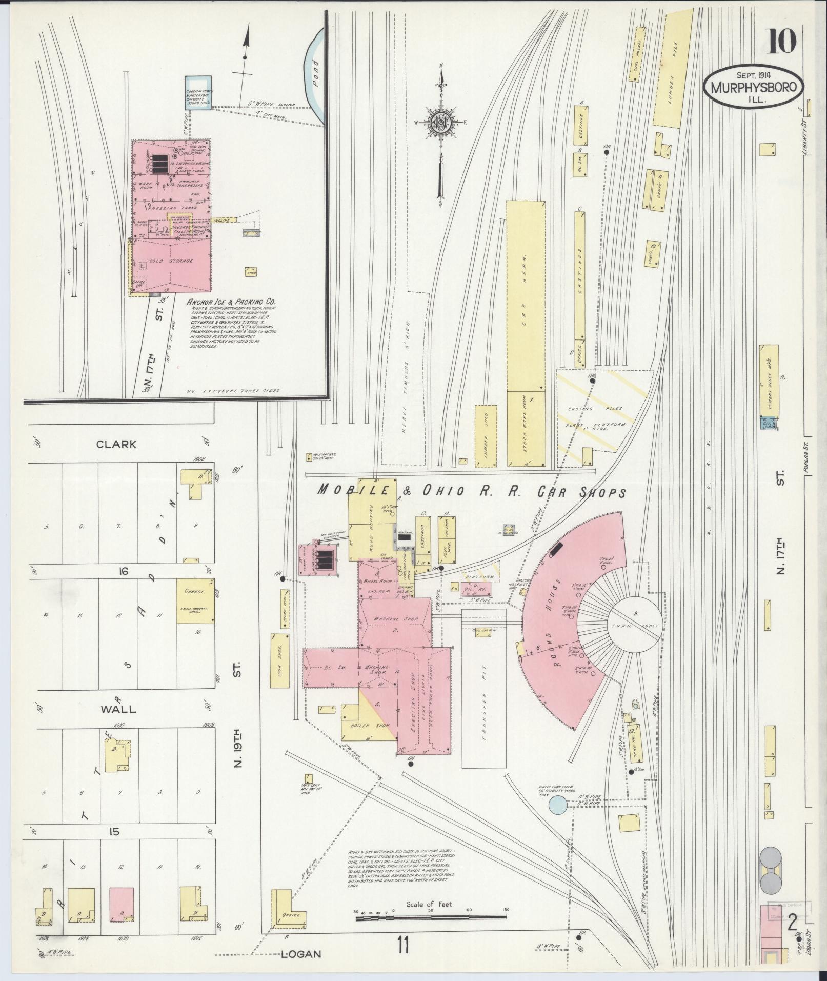 Sanborn Fire Insurance Map from Murphysboro, Jackson County, Illinois (1914), Sheet #0010 - Historic Sanborn Fire Insurance Map Print, vintage old map wall art, antique decor, genealogy gift, Illinois Illinois map
