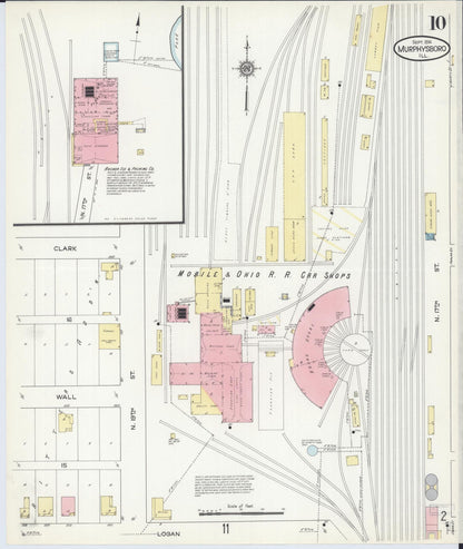 Sanborn Fire Insurance Map from Murphysboro, Jackson County, Illinois (1914), Sheet #0010 - Historic Sanborn Fire Insurance Map Print, vintage old map wall art, antique decor, genealogy gift, Illinois Illinois map