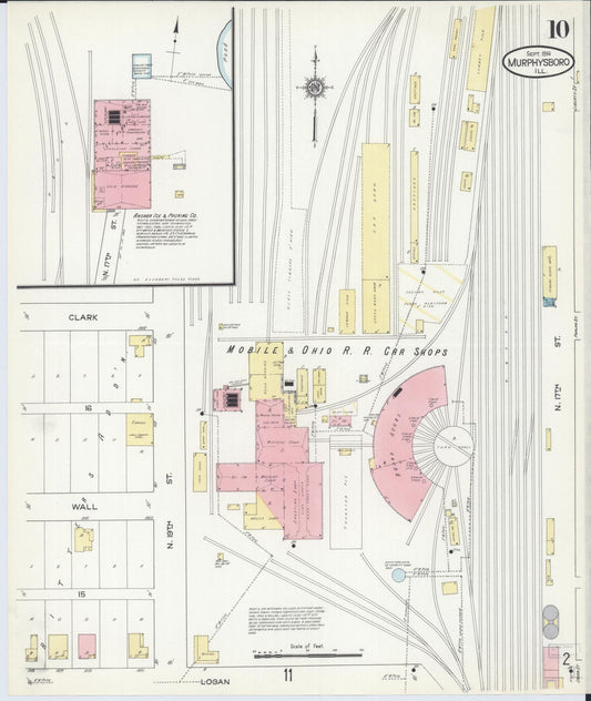 Sanborn Fire Insurance Map from Murphysboro, Jackson County, Illinois (1914), Sheet #0010 - Historic Sanborn Fire Insurance Map Print, vintage old map wall art, antique decor, genealogy gift, Illinois Illinois map