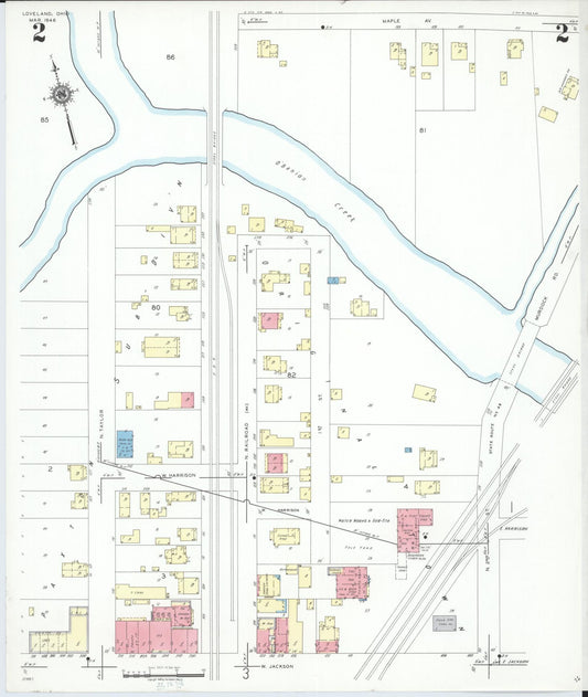Sanborn Fire Insurance Map from Loveland, Clermont, Hamilton, And Warren County, Ohio (1946), Sheet #0002 - Historic Sanborn Fire Insurance Map Print, vintage old map wall art, antique decor, genealogy gift, Ohio Ohio map