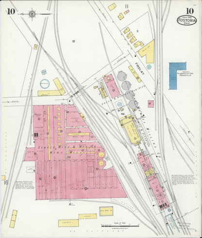 Sanborn Fire Insurance Map from Fostoria, Seneca, Hancock, And Wood Counties, Ohio (1924), Sheet #0010 - Historic Sanborn Fire Insurance Map Print, vintage old map wall art, antique decor, genealogy gift, Ohio Ohio map