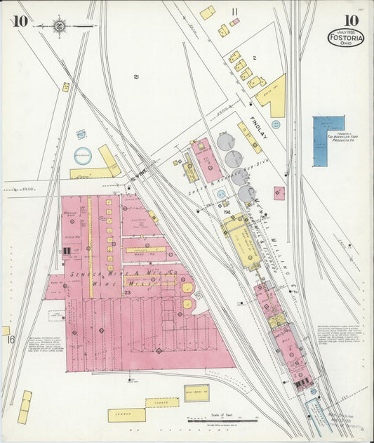 Sanborn Fire Insurance Map from Fostoria, Seneca, Hancock, And Wood Counties, Ohio (1924), Sheet #0010 - Historic Sanborn Fire Insurance Map Print, vintage old map wall art, antique decor, genealogy gift, Ohio Ohio map