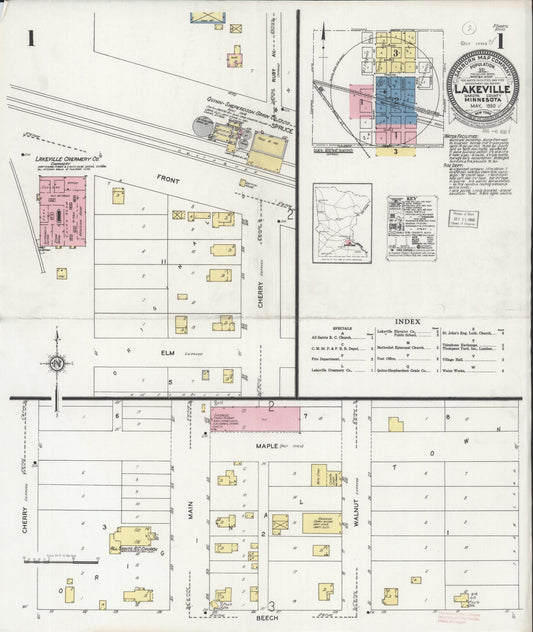 Sanborn Fire Insurance Map from Lakeville, Dakota County, Minnesota (1930), Sheet #0001 - Complete Map Set gallery image, historic Sanborn map, vintage wall art, Minnesota Minnesota