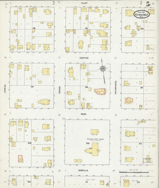 Sanborn Fire Insurance Map from Kewaunee, Kewaunee County, Wisconsin (1911), Sheet #0005 - Historic Sanborn Fire Insurance Map Print, vintage old map wall art, antique decor, genealogy gift, Wisconsin Wisconsin map