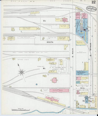 Sanborn Fire Insurance Map from Rockford, Winnebago County, Illinois (1891), Sheet #0012 - Complete Map Set gallery image, historic Sanborn map, vintage wall art, Illinois Illinois