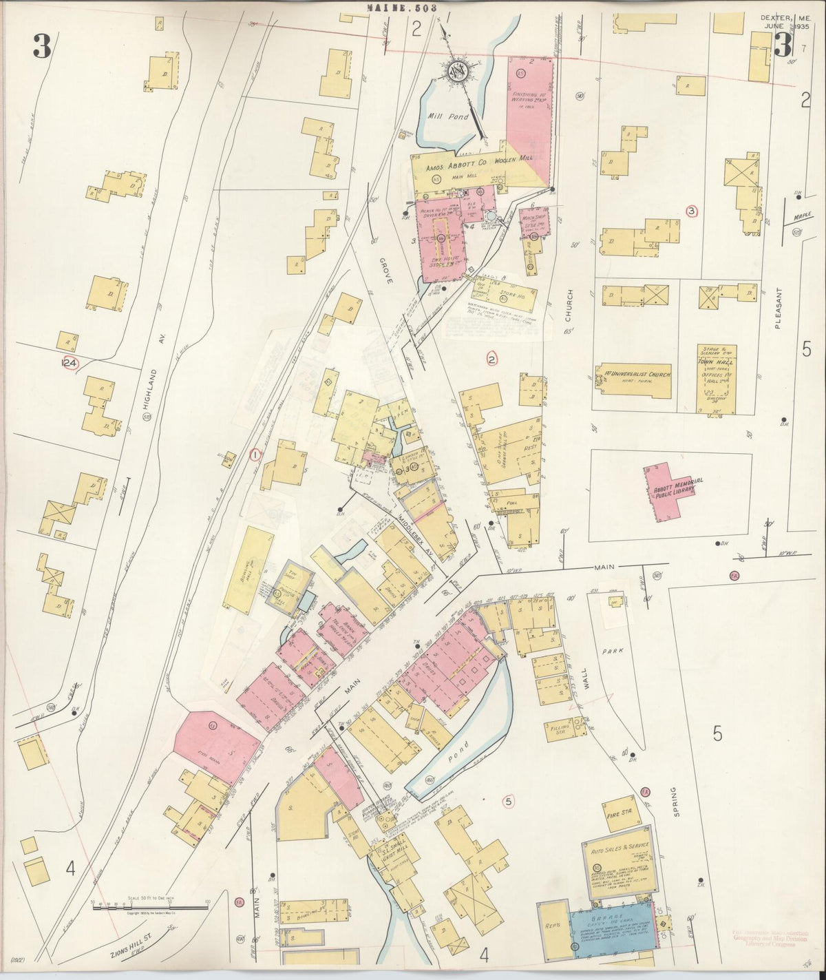 Sanborn Fire Insurance Map from Dexter, Penobscot County, Maine (1945), Sheet #0003 - Complete Map Set gallery image, historic Sanborn map, vintage wall art, Maine Maine