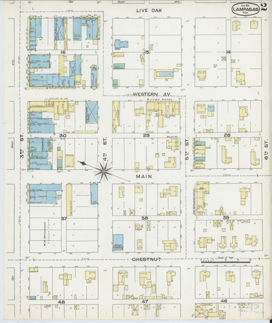 Sanborn Fire Insurance Map from Lampasas, Lampasas County, Texas (1891), Sheet #0002 - Historic Sanborn Fire Insurance Map Print, vintage old map wall art, antique decor, genealogy gift, Texas Texas map