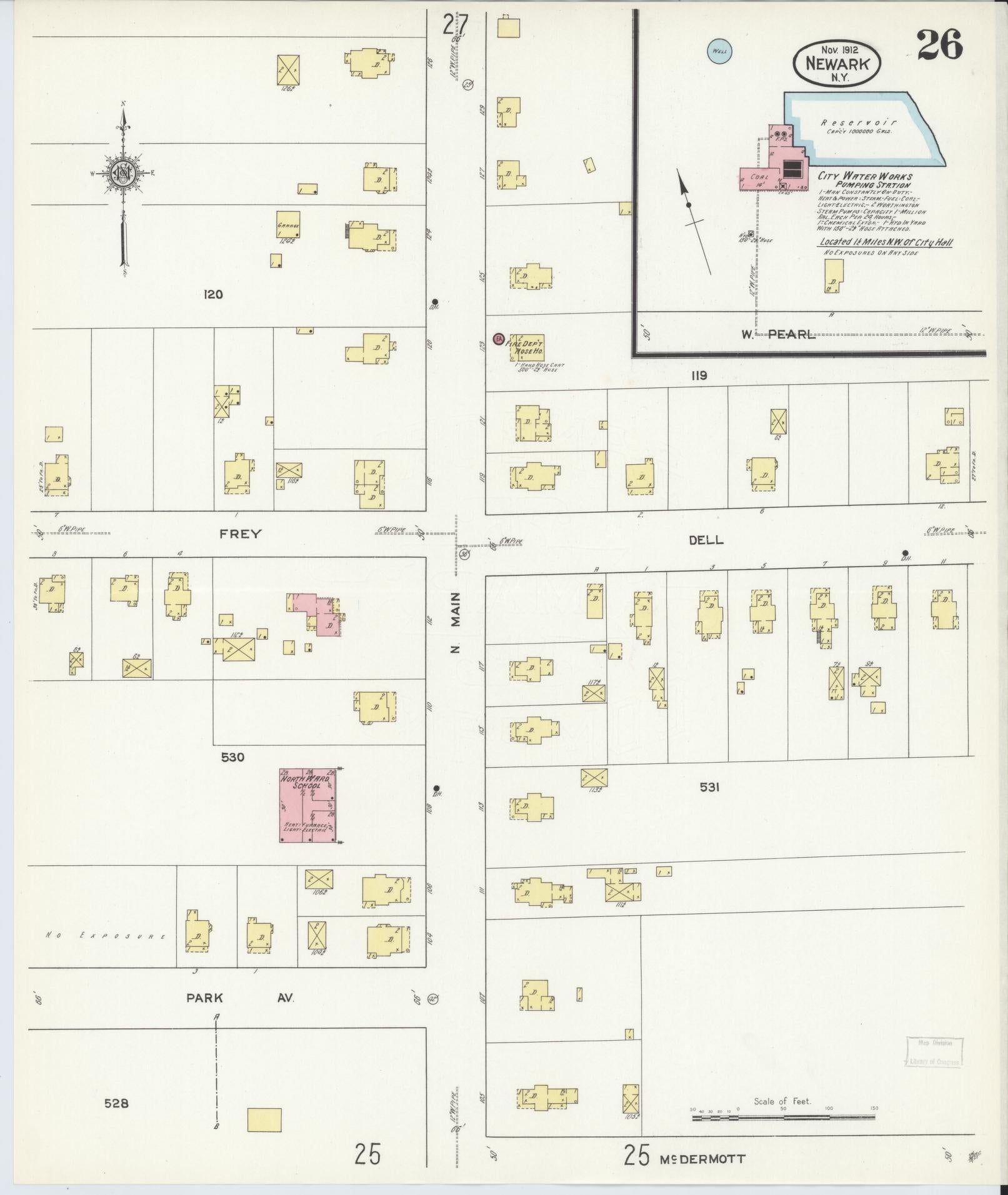 Sanborn Fire Insurance Map from Newark, Wayne County, New York (1912), Sheet #0026 - Complete Map Set gallery image, historic Sanborn map, vintage wall art, New York New York