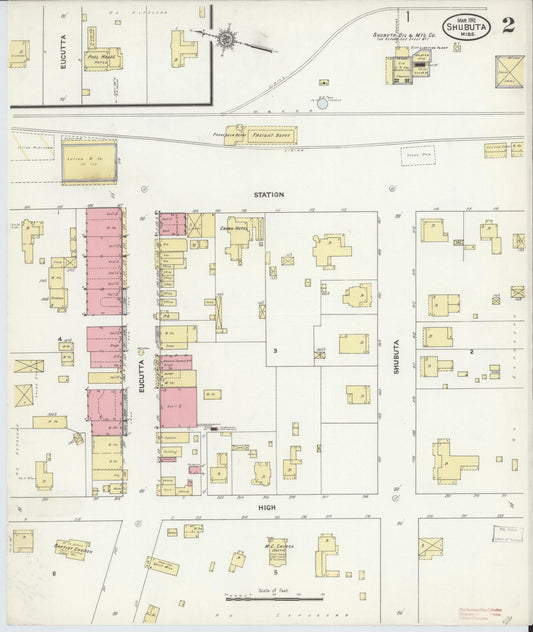 Sanborn Fire Insurance Map from Shubuta, Clarke County, Mississippi (1912), Sheet #0002 - Historic Sanborn Fire Insurance Map Print, vintage old map wall art, antique decor, genealogy gift, Mississippi Mississippi map