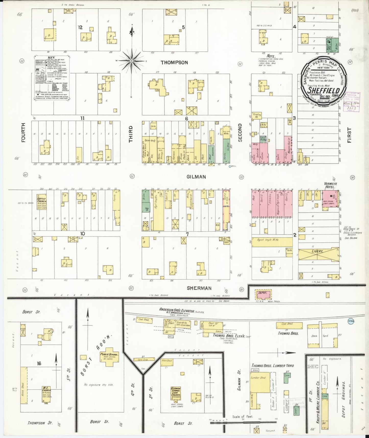 Sanborn Fire Insurance Map from Sheffield, Franklin County, Iowa. (1901) – Map View