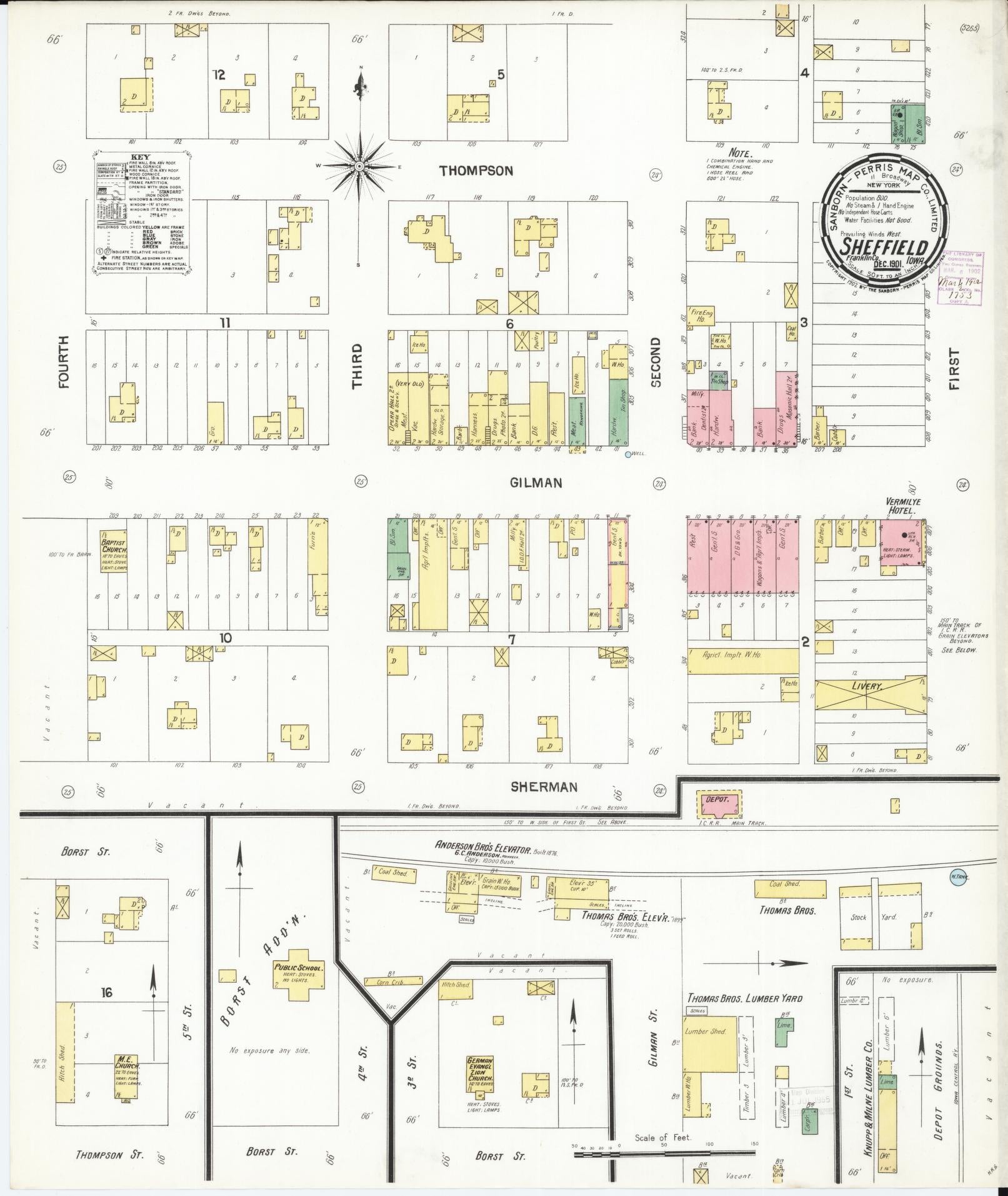 Sanborn Fire Insurance Map from Sheffield, Franklin County, Iowa. (1901) – Map View