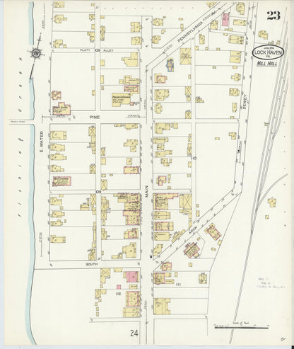 Sanborn Fire Insurance Map from Lock Haven, Clinton County, Pennsylvania (1914), Sheet #0023 - Historic Sanborn Fire Insurance Map Print, vintage old map wall art, antique decor, genealogy gift, Pennsylvania Pennsylvania map