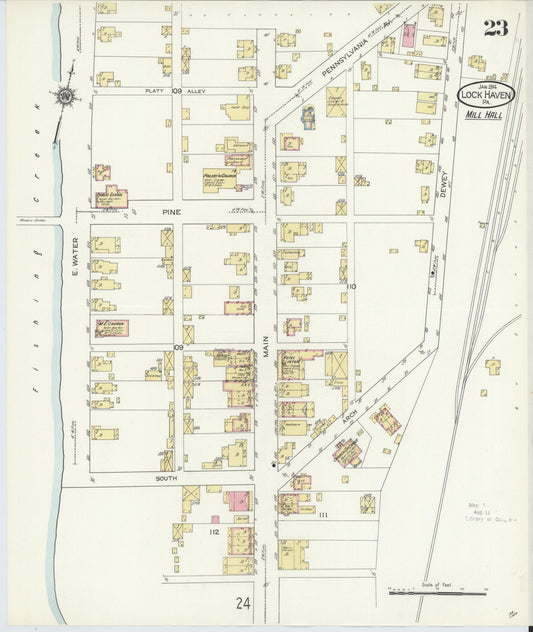Sanborn Fire Insurance Map from Lock Haven, Clinton County, Pennsylvania (1914), Sheet #0023 - Historic Sanborn Fire Insurance Map Print, vintage old map wall art, antique decor, genealogy gift, Pennsylvania Pennsylvania map