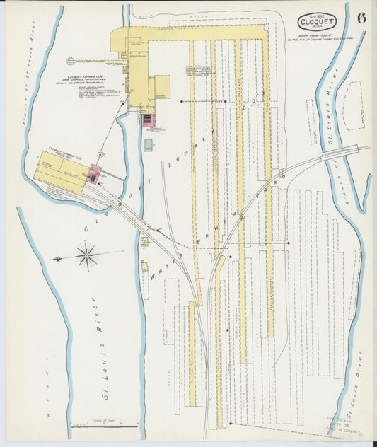 Sanborn Fire Insurance Map from Cloquet, Carlton County, Minnesota (1892), Sheet #0006 - Historic Sanborn Fire Insurance Map Print, vintage old map wall art, antique decor, genealogy gift, Minnesota Minnesota map