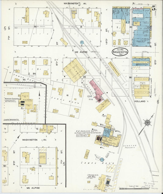 Sanborn Fire Insurance Map from Navasota, Grimes County, Texas (1912), Sheet #0005 - Historic Sanborn Fire Insurance Map Print, vintage old map wall art, antique decor, genealogy gift, Texas Texas map