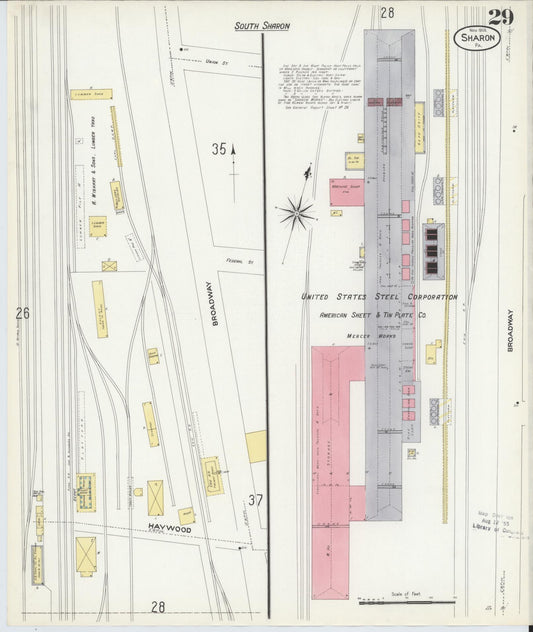 Sanborn Fire Insurance Map from Sharon, Mercer County, Pennsylvania (1908), Sheet #0029 - Historic Sanborn Fire Insurance Map Print, vintage old map wall art, antique decor, genealogy gift, Pennsylvania Pennsylvania map