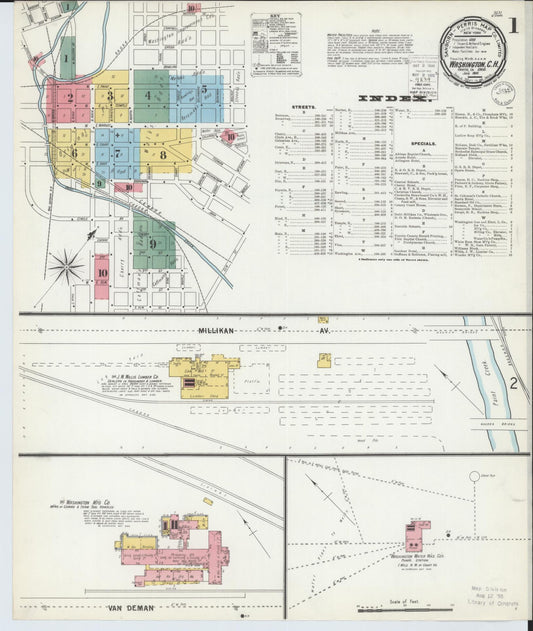 Sanborn Fire Insurance Map from Washington Court House, Fayette County, Ohio (1900), Sheet #0001 - Historic Sanborn Fire Insurance Map Print, vintage old map wall art, antique decor, genealogy gift, Ohio Ohio map