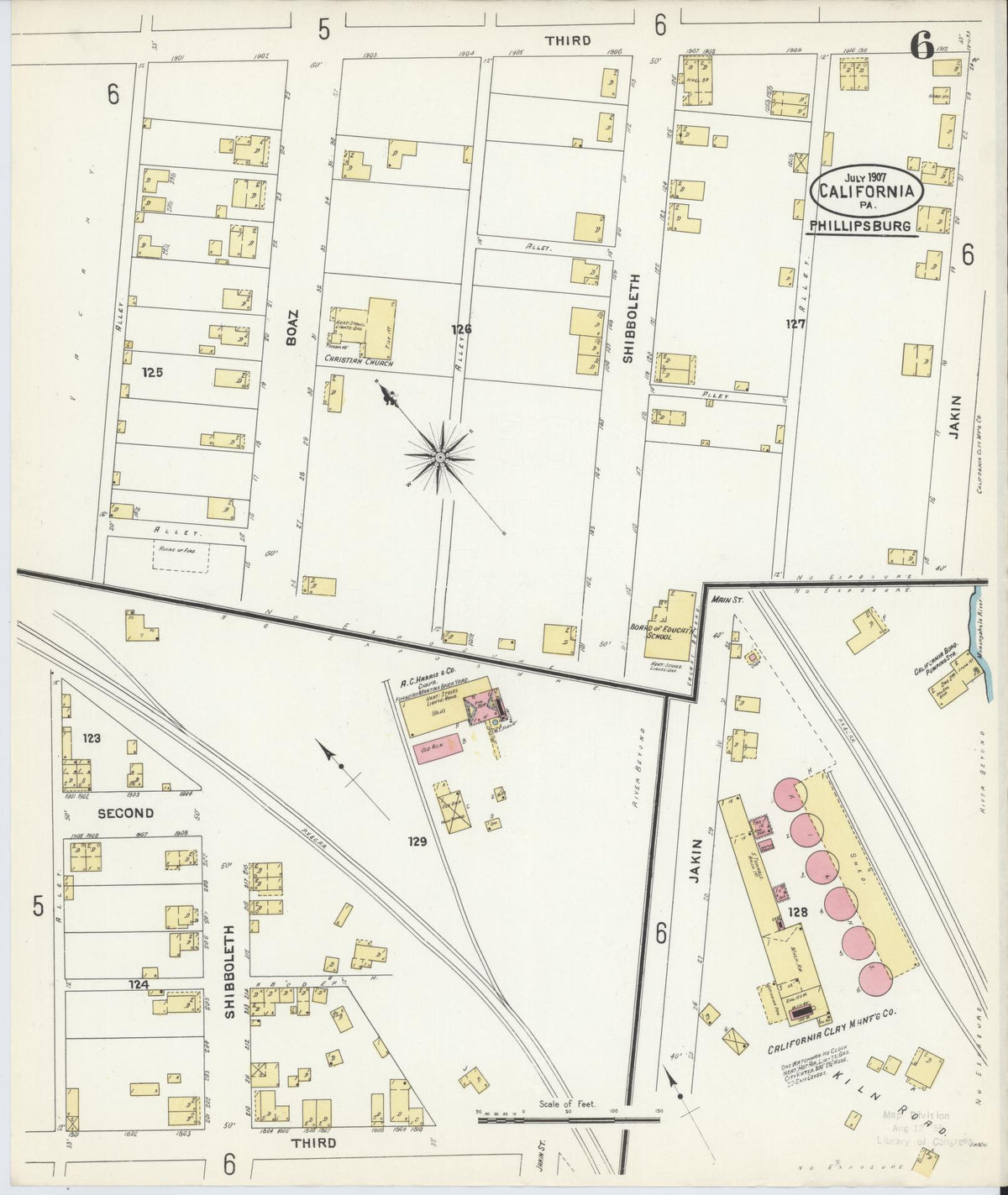 Sanborn Fire Insurance Map from California, Washington County, Pennsylvania (1907), Sheet #0006 - Complete Map Set gallery image, historic Sanborn map, vintage wall art, Pennsylvania Pennsylvania