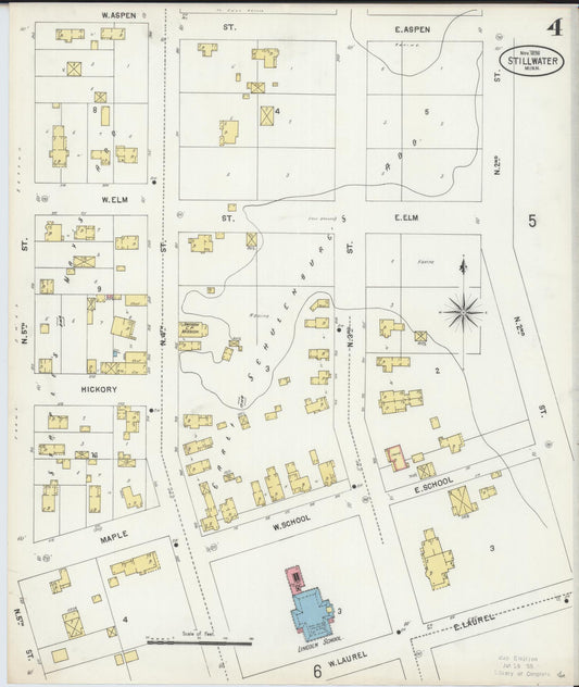 Sanborn Fire Insurance Map from Stillwater, Washington County, Minnesota (1898), Sheet #0004 - Historic Sanborn Fire Insurance Map Print, vintage old map wall art, antique decor, genealogy gift, Minnesota Minnesota map
