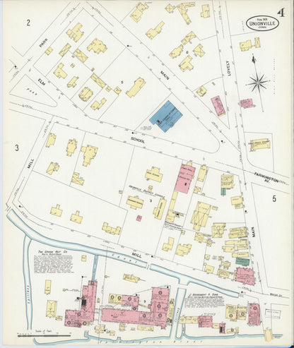Sanborn Fire Insurance Map from Unionville, Hartford County, Connecticut (1909), Sheet #0004 - Complete Map Set gallery image, historic Sanborn map, vintage wall art, Connecticut Connecticut