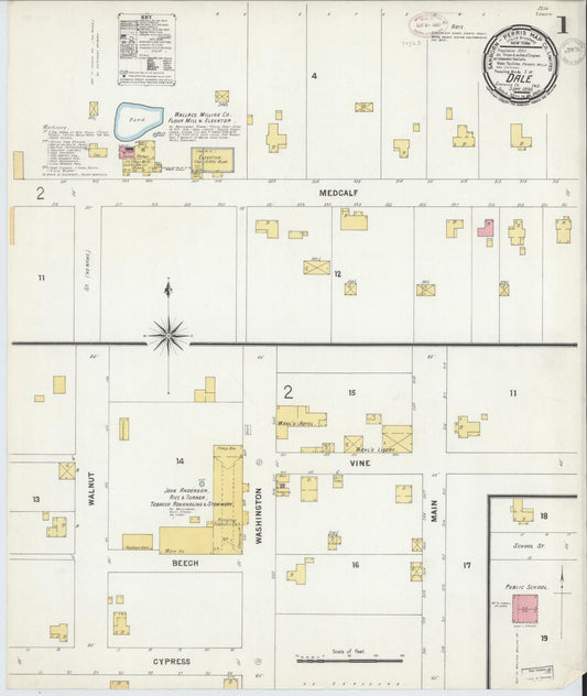 Sanborn Fire Insurance Map from Dale, Spencer County, Indiana (1899), Sheet #0001 - Complete Map Set gallery image, historic Sanborn map, vintage wall art, Indiana Indiana