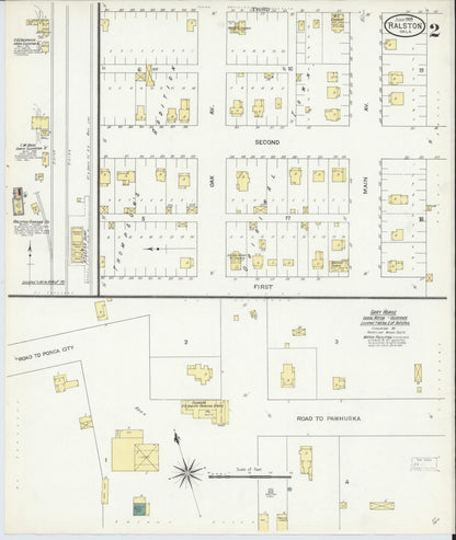 Sanborn Fire Insurance Map from Ralston, Pawnee County, Oklahoma (1909), Sheet #0002 - Complete Map Set gallery image, historic Sanborn map, vintage wall art, Oklahoma Oklahoma