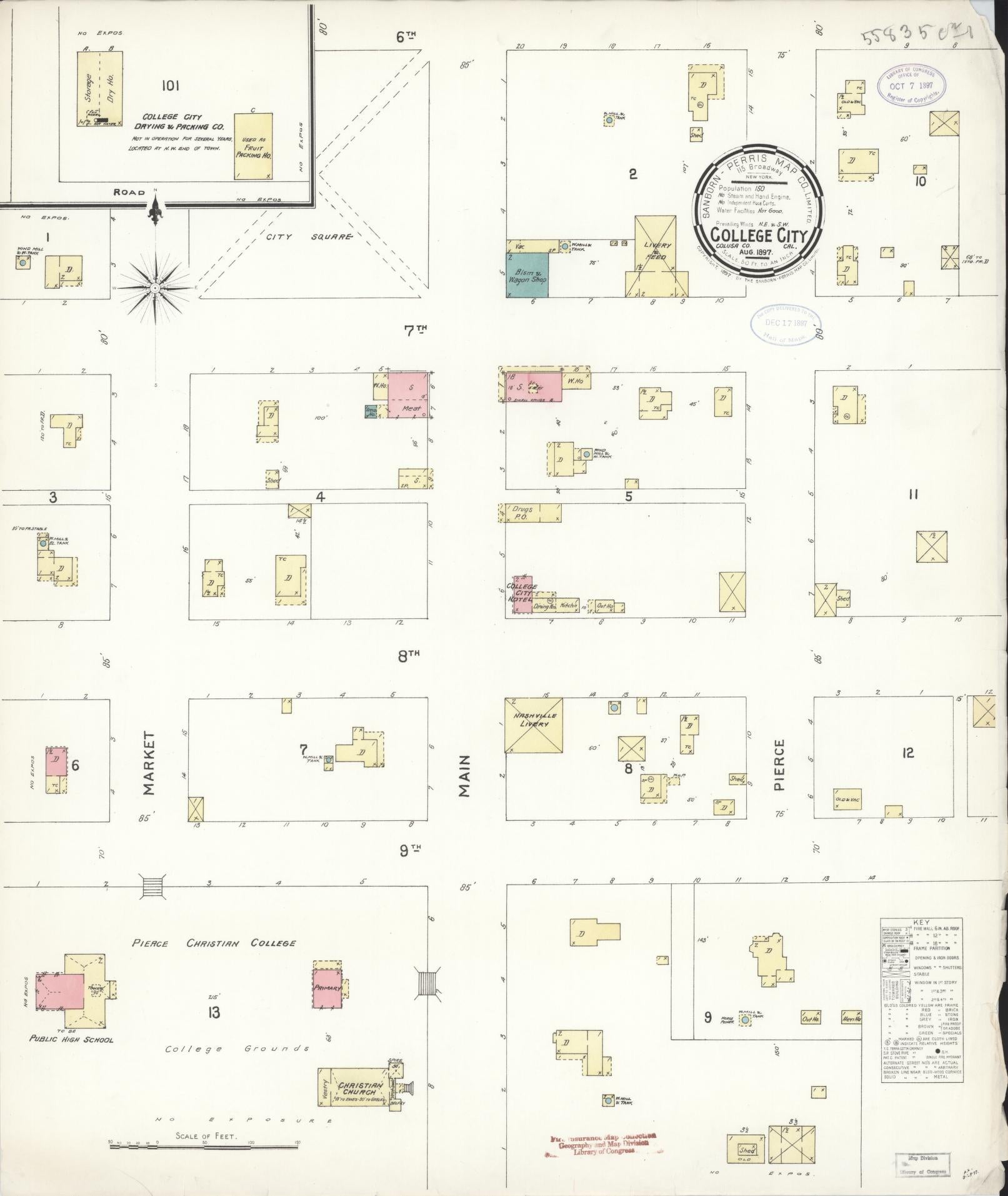 Sanborn Fire Insurance Map from College City, Colusa County, California (1897), Sheet #0001 - Historic Sanborn Fire Insurance Map Print, vintage old map wall art, antique decor, genealogy gift, California California map