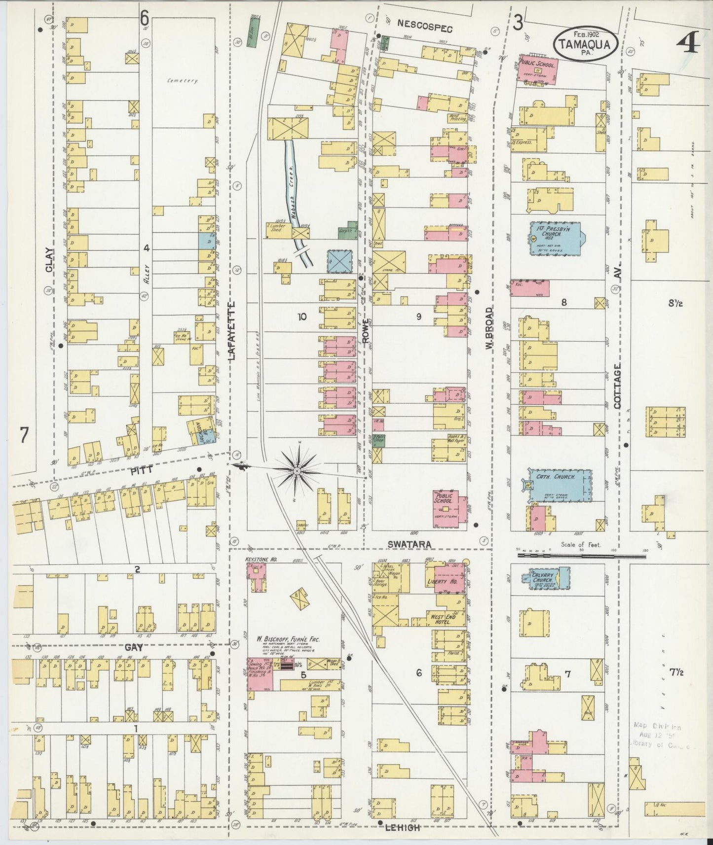Sanborn Fire Insurance Map from Tamaqua, Schuylkill County, Pennsylvania (1902), Sheet #0004 - Complete Map Set gallery image, historic Sanborn map, vintage wall art, Pennsylvania Pennsylvania