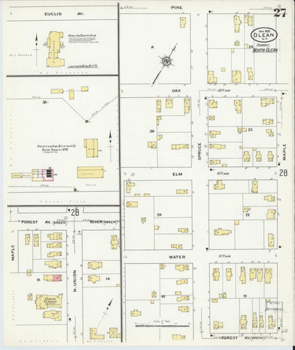 Sanborn Fire Insurance Map from Olean, Cattaraugus County, New York (1909), Sheet #0027 - Complete Map Set gallery image, historic Sanborn map, vintage wall art, New York New York