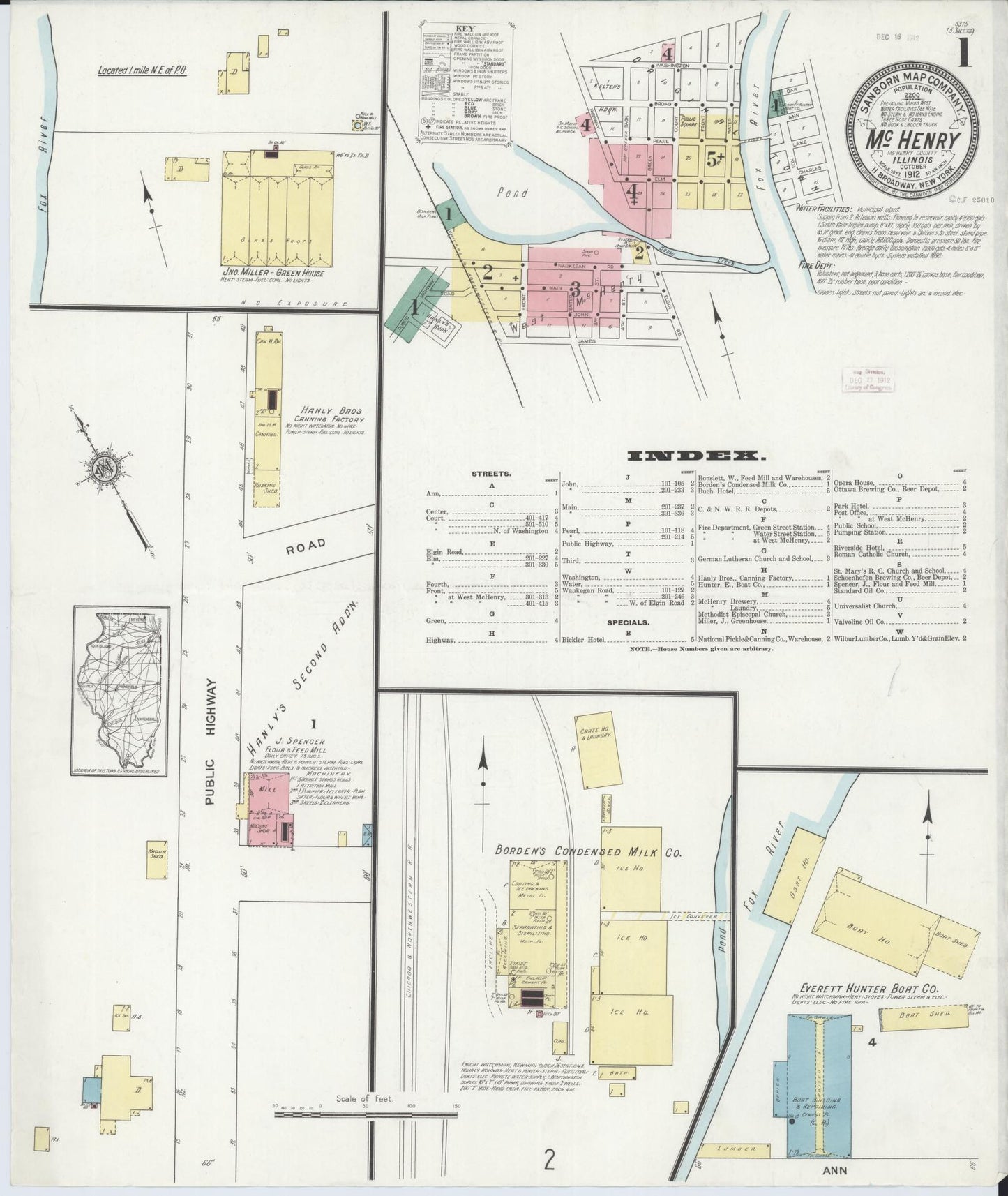 Sanborn Fire Insurance Map from McHenry, McHenry County, Illinois (1912), Sheet #0001 - Complete Map Set gallery image, historic Sanborn map, vintage wall art, Illinois Illinois