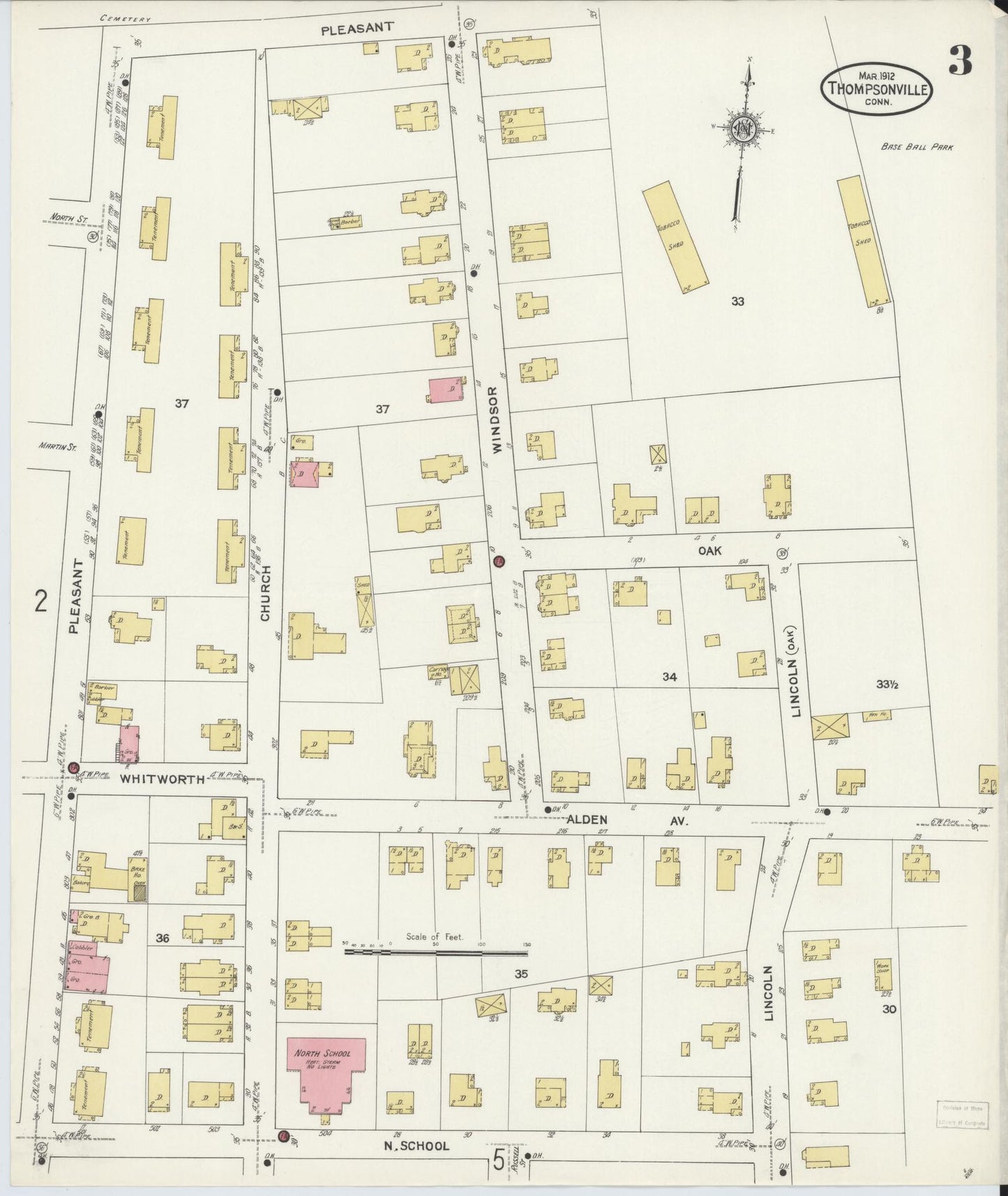 Sanborn Fire Insurance Map from Thompsonville, Hartford County, Connecticut (1912), Sheet #0003 - Complete Map Set gallery image, historic Sanborn map, vintage wall art, Connecticut Connecticut