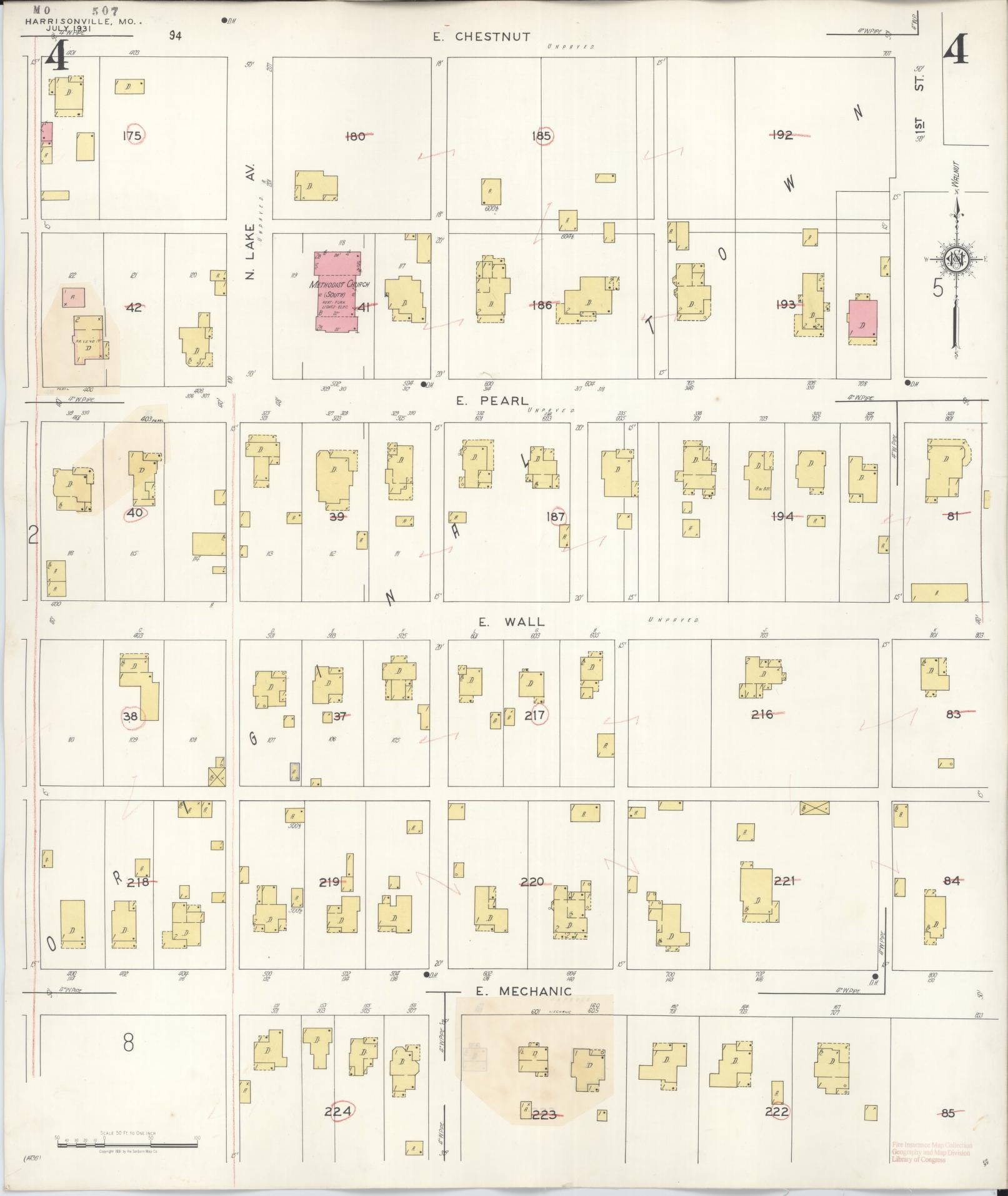 Sanborn Fire Insurance Map from Harrisonville, Cass County, Missouri (1939), Sheet #0004 - Complete Map Set gallery image, historic Sanborn map, vintage wall art, Missouri Missouri