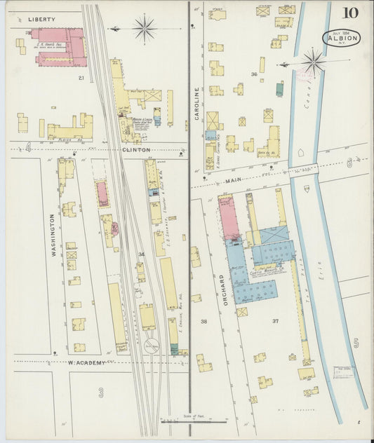 Sanborn Fire Insurance Map from Albion, Orleans County, New York (1894), Sheet #0010 - Historic Sanborn Fire Insurance Map Print, vintage old map wall art, antique decor, genealogy gift, New York New York map