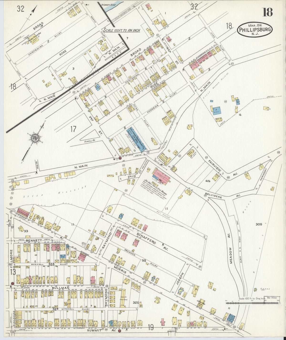 Sanborn Fire Insurance Map from Phillipsburg, Warren County, New Jersey (1916), Sheet #0018 - Complete Map Set gallery image, historic Sanborn map, vintage wall art, New Jersey New Jersey