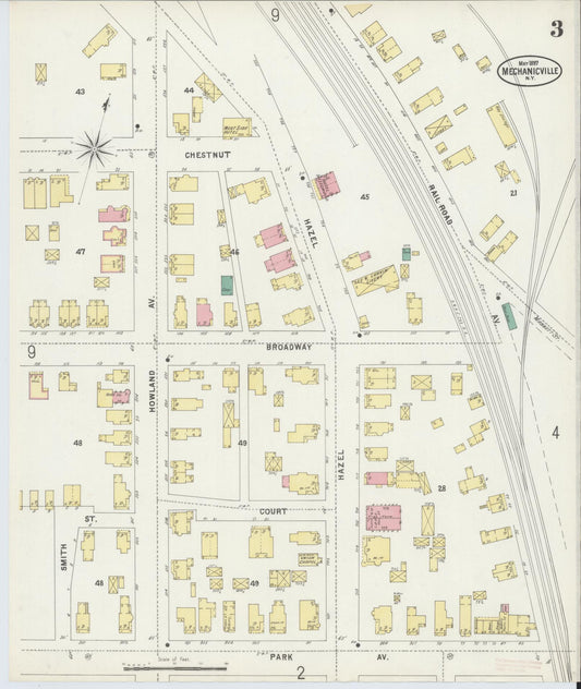 Sanborn Fire Insurance Map from Mechanicville, Saratoga County, New York (1897), Sheet #0003 - Historic Sanborn Fire Insurance Map Print, vintage old map wall art, antique decor, genealogy gift, New York New York map