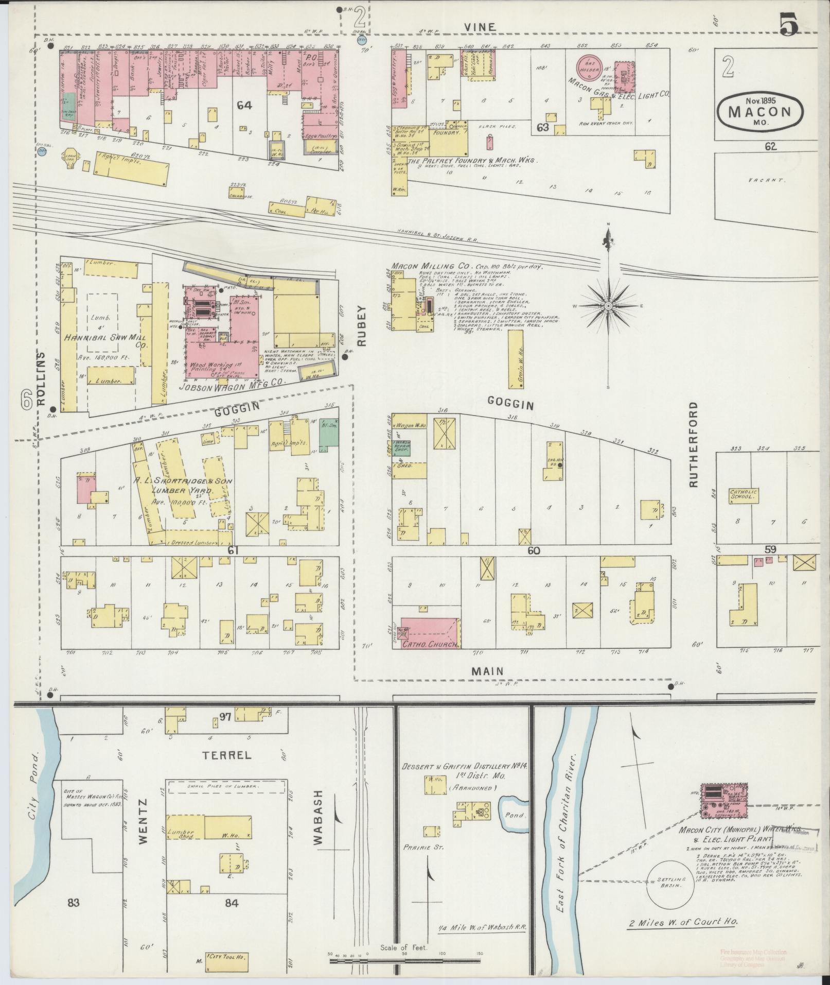 Sanborn Fire Insurance Map from Macon, Macon County, Missouri (1895), Sheet #0005 - Historic Sanborn Fire Insurance Map Print, vintage old map wall art, antique decor, genealogy gift, Missouri Missouri map
