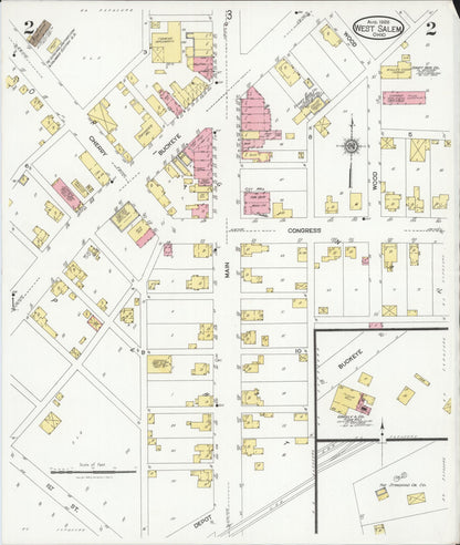 Sanborn Fire Insurance Map from West Salem, Wayne County, Ohio (1926), Sheet #0002 - Historic Sanborn Fire Insurance Map Print, vintage old map wall art, antique decor, genealogy gift, Ohio Ohio map