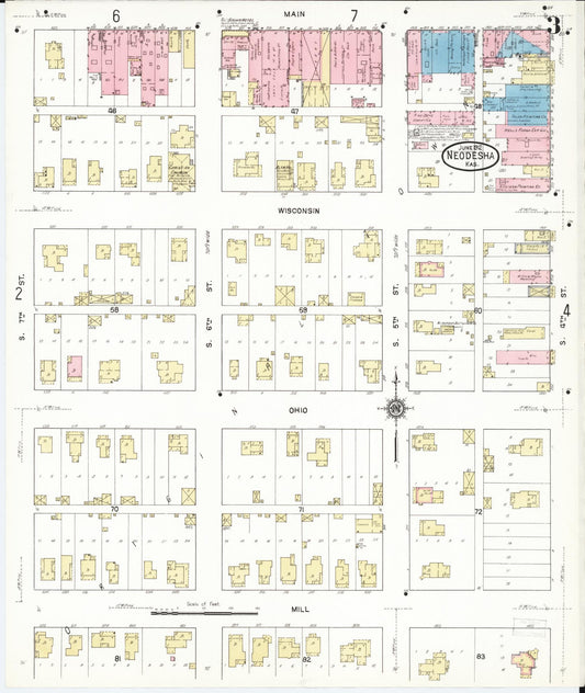 Sanborn Fire Insurance Map from Neodesha, Wilson County, Kansas (1912), Sheet #0003 - Historic Sanborn Fire Insurance Map Print, vintage old map wall art, antique decor, genealogy gift, Kansas Kansas map