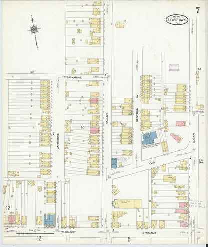 Sanborn Fire Insurance Map from Lewistown, Mifflin County, Pennsylvania (1910), Sheet #0007 - Historic Sanborn Fire Insurance Map Print, vintage old map wall art, antique decor, genealogy gift, Pennsylvania Pennsylvania map