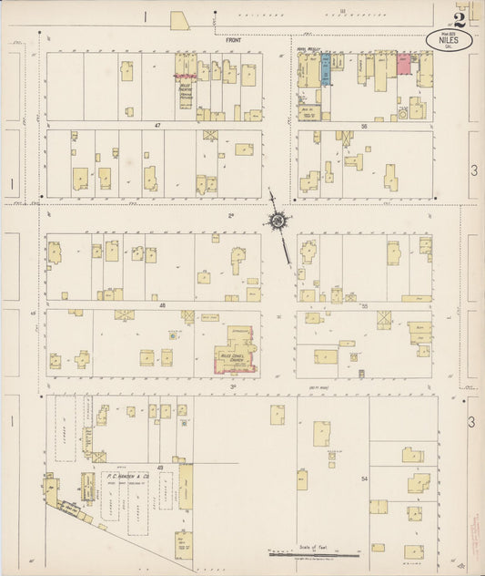Sanborn Fire Insurance Map from Niles, Alameda County, California (1920), Sheet #0002 - Historic Sanborn Fire Insurance Map Print, vintage old map wall art, antique decor, genealogy gift, California California map