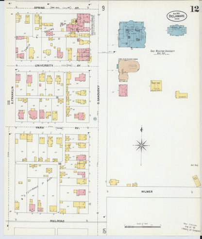 Sanborn Fire Insurance Map from Delaware, Delaware County, Ohio (1901), Sheet #0012 - Complete Map Set gallery image, historic Sanborn map, vintage wall art, Sanborn Fire Insurance Map from Delaware Delaware