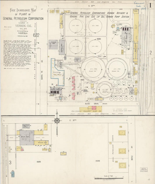Sanborn Fire Insurance Map from Vernon, Los Angeles County, California (1920), Sheet #0001 - Complete Map Set gallery image, historic Sanborn map, vintage wall art, California California